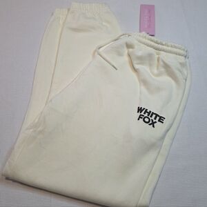 White Fox Cream Sweatpants Small NWT